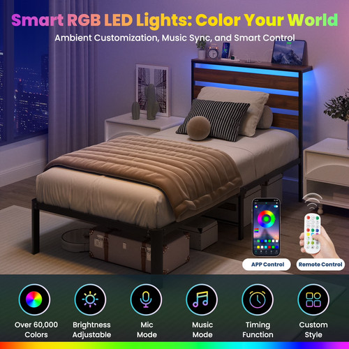 Twin size bed frame charging - bed,