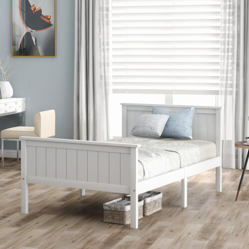 White wooden bed frame 3ft - white,