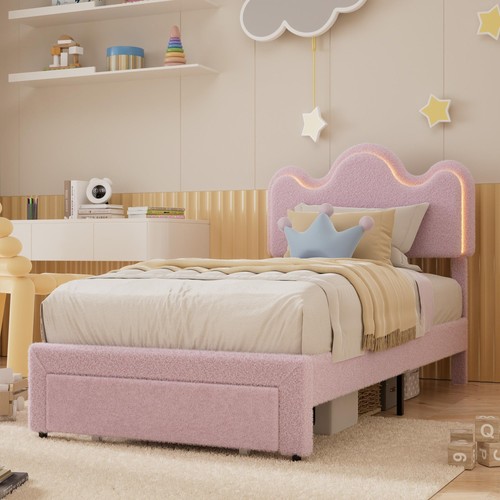 Twin boucle bed frame flower - twin, w/flower
