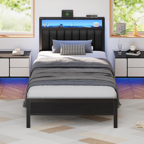 Twin size bed frame with - bed,