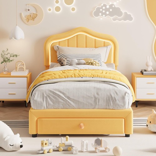 Twin size upholstered bed - size,