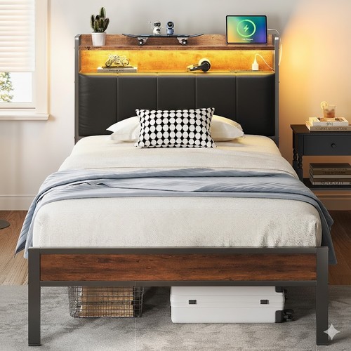 Twin size bed frame led - frame,