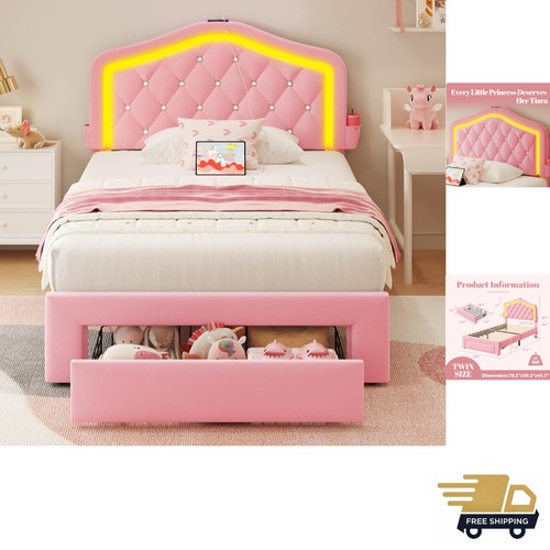 Girls pink twin bed - girls, with