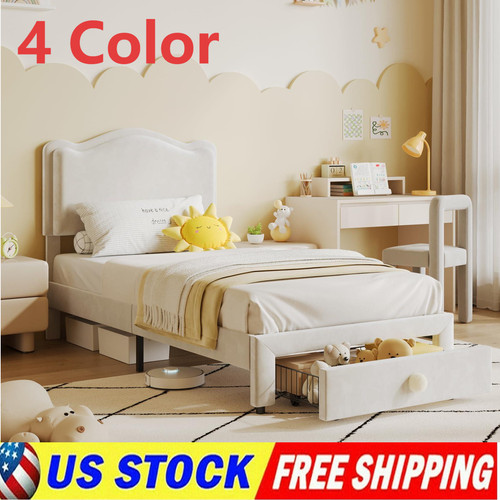 Twin upholstered bed frame - bed,