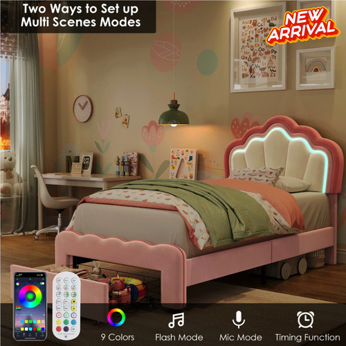 Twin size bed frame pink - bed, petal