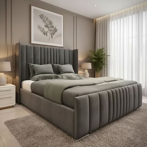 Winged panel bed frame plush - panel,