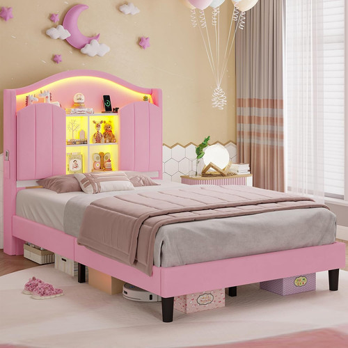 Girls led twin size bed - girls, frame