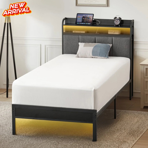 Twin size bed frame led - size,