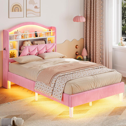 Twin bed frame with led - frame,
