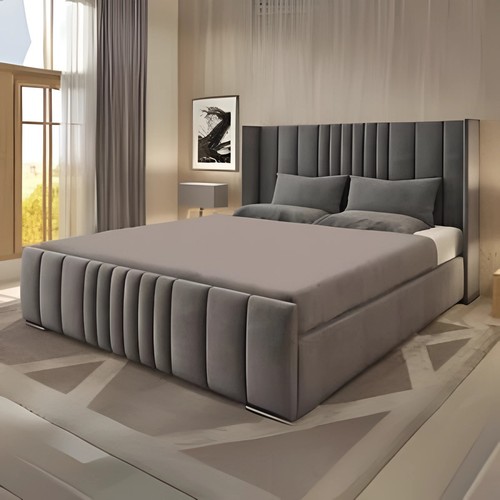 Winged panel bed - frame, plush