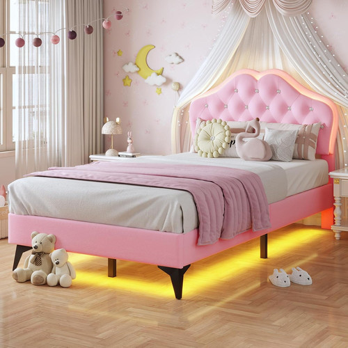 Girls led twin bed frame - twin,